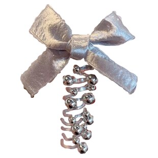 女童扎马尾扭扭发圈银色蝴蝶结头绳儿童电线圈发绳ins风编发神器