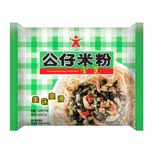 香港进口Doll公仔牌雪菜肉丝味米粉 速食粉丝米线拉面方便面 70g