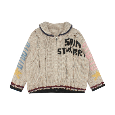 utouto冬季字母翻领拉链毛衣开衫