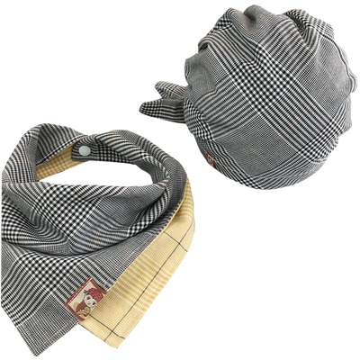 婴儿帽子秋冬百搭格子网红男女宝宝海盗帽婴幼儿小孩头巾纯棉儿童