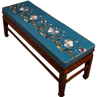 新款中式长条凳坐垫茶室长板凳垫秋冬加厚椅垫实木大小圆板凳垫子