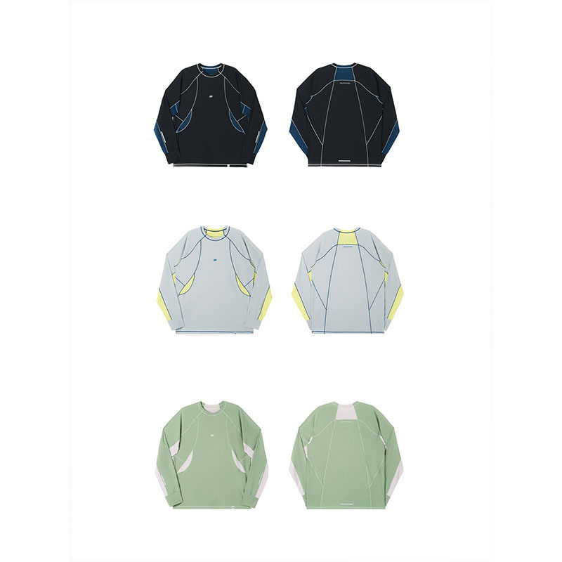 MOUNTAINFEVER AW24 3M反光撞色明线拼接弹力速干透气运动长袖TEE