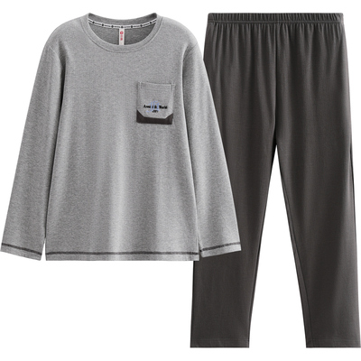 芬腾男睡衣春秋季纯棉长袖套装