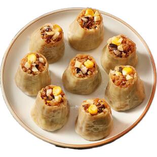 妙洁盛世纯素纸皮糯米鲜笋香菌素烧麦佛家速食烧卖点心半成品早餐