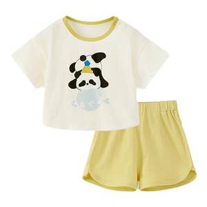 童泰母婴旗舰店童泰婴儿短袖套装夏季宝宝衣服男童女童休闲外出提花网眼上衣短裤