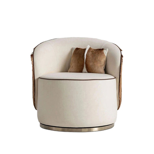 意式轻奢单人沙发椅客厅家用旋转休闲椅创意别墅跳羚羊真皮洽谈椅