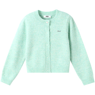 安奈儿童装女童毛衣针织开衫秋新款纯色保暖弹力甜美防风短款