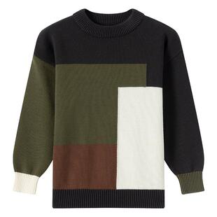 小象汉姆童装男童毛衣纯棉针织衫拼接儿童圆领打底衫2026春装新款