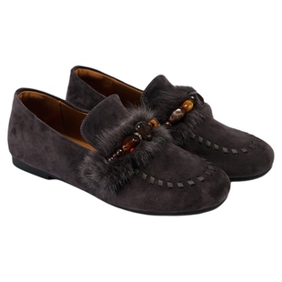 fed绒面乐福鞋春季新款女鞋平底单鞋舒适通勤鞋女款S1018-ZFA361