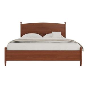 曲美家居2025新款简约中古风1米8实木床双人齐边1米5主卧年轮大床