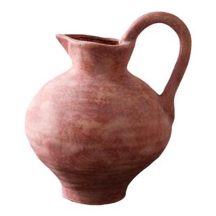 侘寂风复古花瓶摆件创意陶瓷新中式手提陶罐客厅插花小众民宿装饰