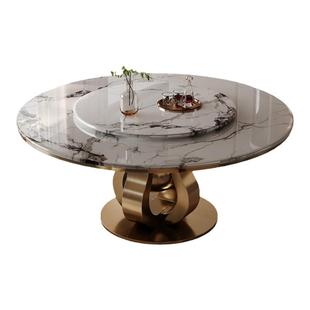 Mobeier 大理石餐桌圆桌转盘轻奢高级感微晶石大户型别墅家用饭桌