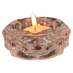 透明玻璃水晶烛台圆形琉璃酥油蜡烛灯座4/8小时底座供杯灯盏佛具