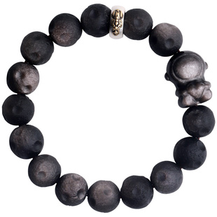 心斋堂【守护】黑曜石手串银曜石陨石情人节礼物本命年情侣手链