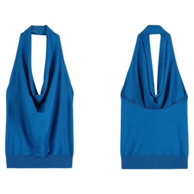 MULVAN 气质姐姐 荡领挂脖上衣女设计感小众露背修身吊带背心外穿