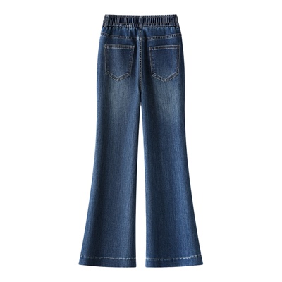 喇叭裤松紧腰微喇牛仔裤女2026