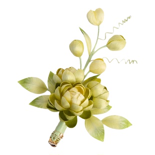 繁花入梦纯手工非遗绒花发夹绿色洋牡丹发簪新中式古风汉服配发饰