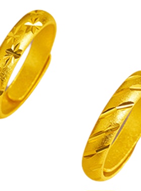 越南沙金戒指男女简约久不掉色沙金色满天星光面戒指窄款情侣首饰