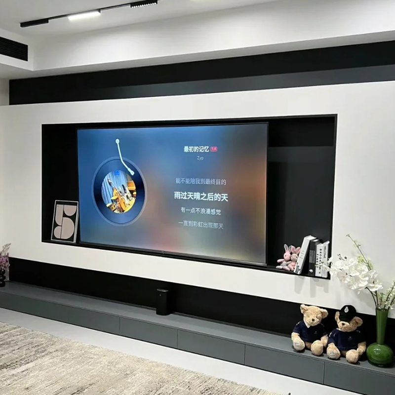 75/85寸电视壁龛嵌入式不锈钢柜悬浮电视机背景墙装饰框架置物架