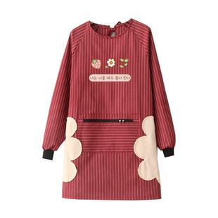 布料防水围裙内衬家用厨房做饭长袖罩衣反穿工作服女士成人男围腰