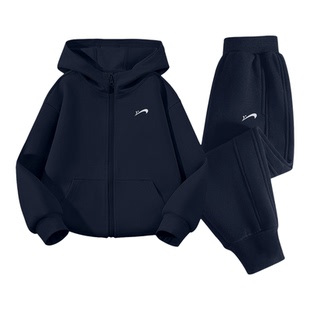 贵人鸟童装男童运动套装春秋装大童帅气加绒连帽外套儿童春季裤子