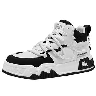 HLA/海澜之家男鞋新款春季潮流时尚板鞋百搭厚底耐磨高帮休闲鞋男