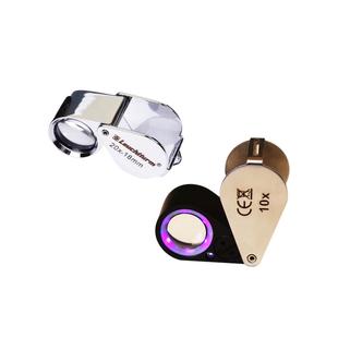 德国灯塔10-20倍便携放大镜带皮套镀镍奢华放大镜邮票钱币纸币收藏鉴定观赏显微镜