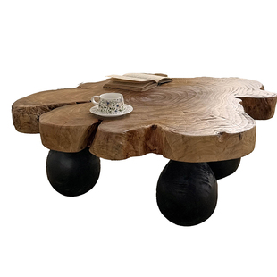 Ni尼家侘寂风实木茶几异型中古风客厅桌家用民宿原木茶台沙发边几