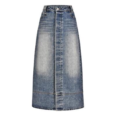 EMPTYPAGE复古蓝色牛仔半身裙