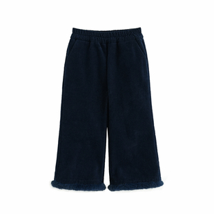 砚台家女童灯芯绒直筒微喇裤冬装新款宝宝一体绒加厚保暖加绒裤子