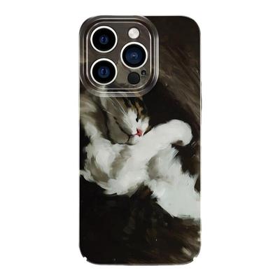 黑白猫咪苹果手机壳复古