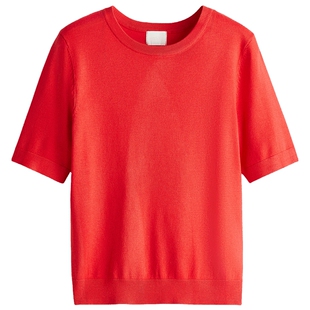 HM女装毛针织衫春季时尚细密针织圆领内搭毛衣上衣1260797