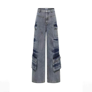 【周深同款】JAC FLEURANT水洗工装口袋阔腿宽松百搭牛仔裤休闲女