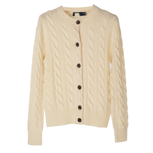 【Highline系列】买手店 经典羊毛羊绒polo绞花针织开衫麻花上衣