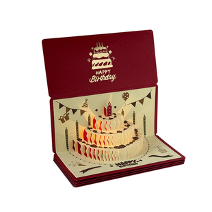 精致高级感六卡位红包灯光生日立体贺卡创意3D手写送闺蜜家人礼物