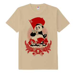 中国风熊猫短袖t恤为人民服务复古panda浪潮 卡通插画情侣包邮