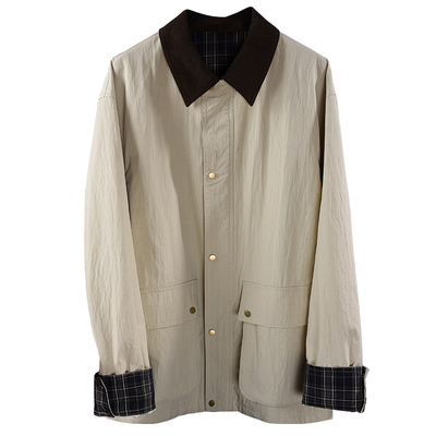 巴恩风复古高级感风衣撞色外套