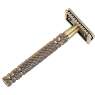 高端黄铜剃须刀手动刀架男士纯铜双面手工胡须刀片传统老式刮胡刀