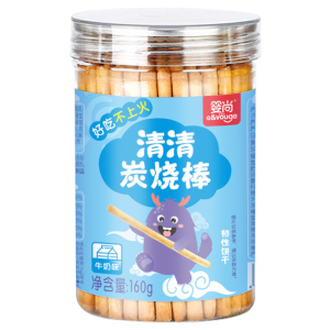 婴尚炭烧棒手指饼干磨牙儿童牛奶味零食160g罐装