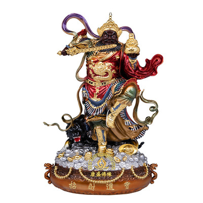 招财进宝武财神赵公明铜彩绘摆件