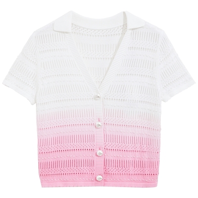 bebe夏季新款吊染钉珠针织开衫