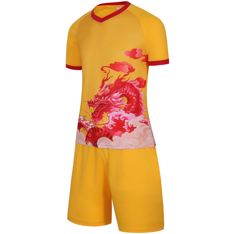短袖篮球服套装龙舟比赛训练服吸汗透气速干定制号码文字6008黄色