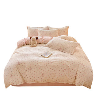 100%纯棉四件套全棉被套床单斜纹被罩学生宿舍三件套4件床上用品