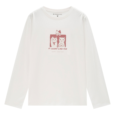 Giordano长袖常规印花T恤