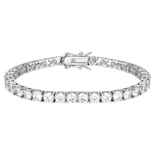 MS情绪波动 满钻银色锆石网球手链女小众设计感轻奢手饰个性