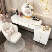 促梳妆台小户型多功能轻奢岩板床头收纳柜一体女卧室现代简约化u.