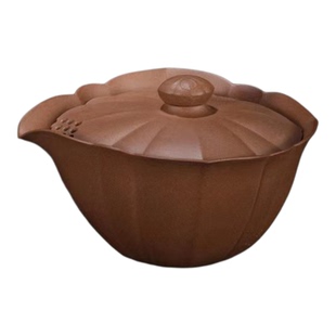 宜兴紫砂九瀚艺术合器菊菱盖碗大红袍 降坡段制作150cc