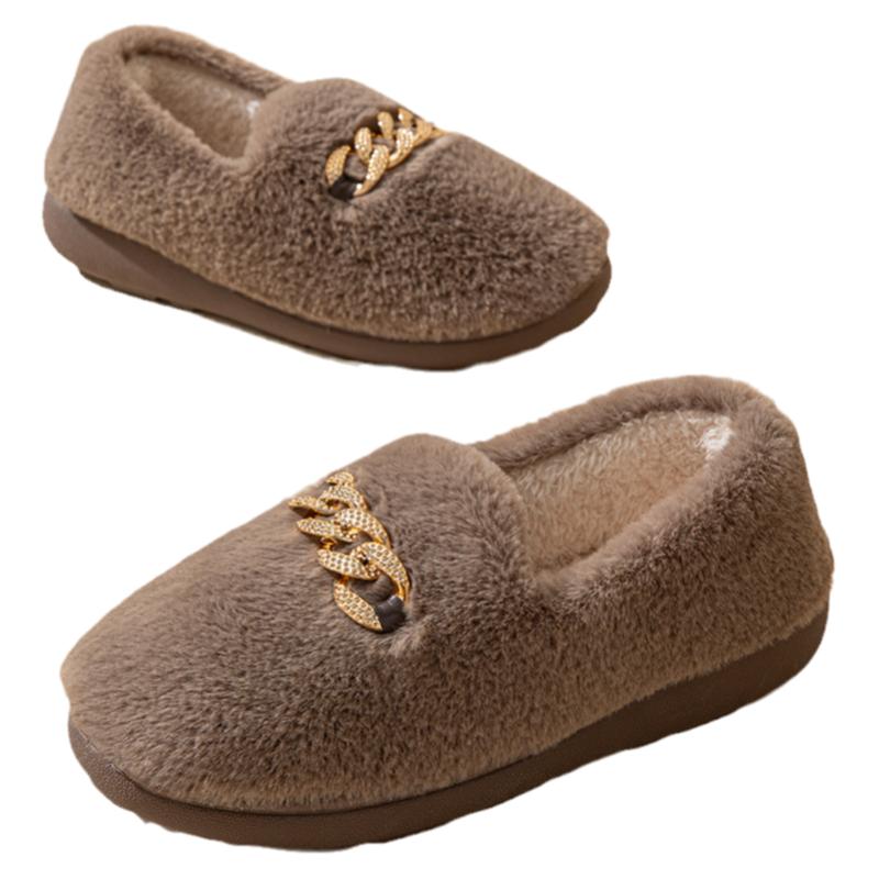 冬季新款棉鞋女保暖室内居家一脚蹬加绒加厚包跟棉拖鞋妈妈豆豆鞋