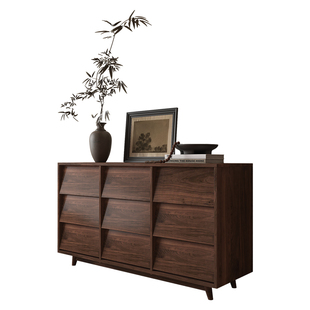 中古风实木斗柜收纳矮柜抽屉柜客厅餐边柜法式复古九斗柜卧室置物