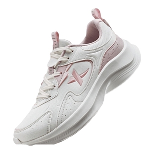 特步女鞋2025新款运动鞋女妈妈不累脚皮面减震轻便软底跑步鞋正品